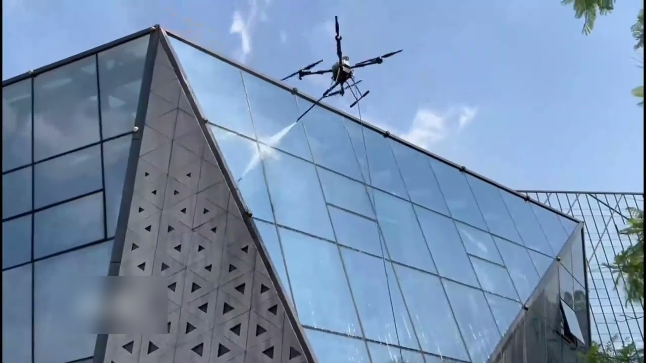 Video: D15R Facade Cleaning Drone Washes a Stadium Exterior